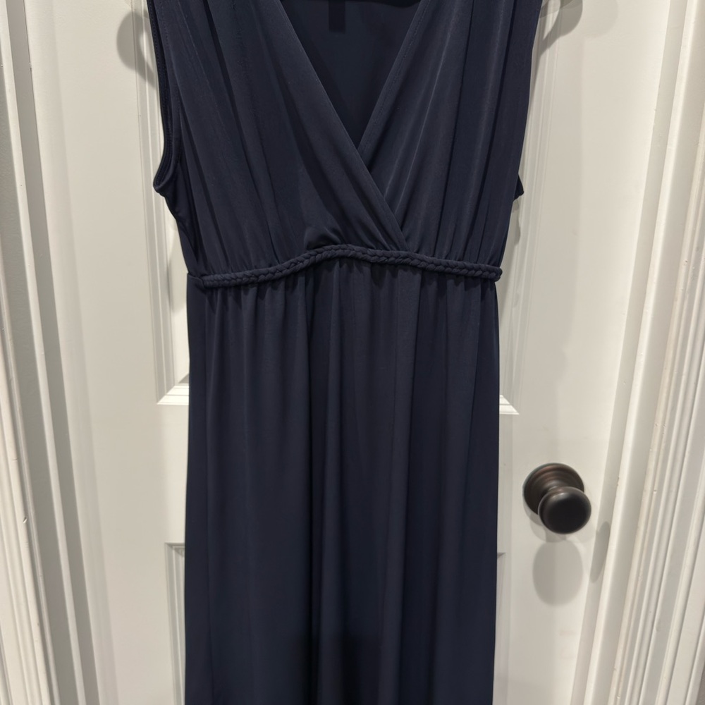 Elegant Navy Blue Sleeveless Philosophy Dress Size L